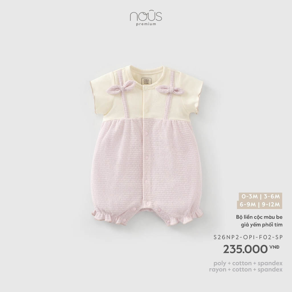 Nous Baby Premium Bộ Body Liền Cộc Nous Cho Bé – Romper Mềm Mịn, Thoáng Mát Hoạ Tiết Dễ Thương Size 