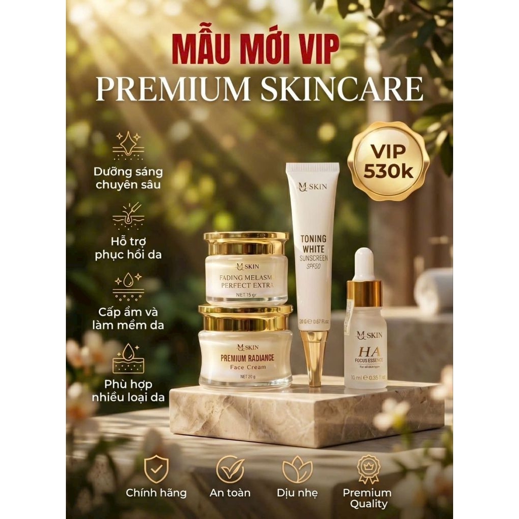 [Combo 4 món] COMBO SÂM VÀNG MQ SKIN MẪU MỚI VIP PREMIUM SKINCARE VÀ MẪU CŨ
