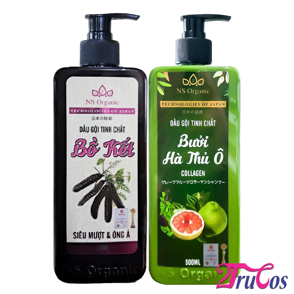 Dầu gội thảo dược NS Organic Herbal Shampoo 500ml (Bồ Kết & Bưởi Hà Thủ Ô bóng mượt đen tóc) 2Trucos
