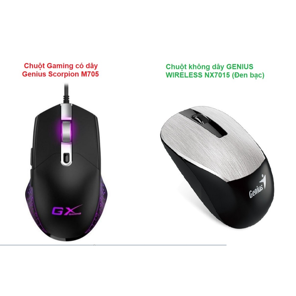 Chuột ( NX7015 Đen bạc , có dây - Scorpion M705 ) GENIUS