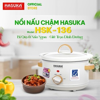 Nồi nấu chậm đa năng Hasuka HSK-136 3.5L, nồi nấu cháo ninh hầm kho cá ceramic cao cấp- BH 1 năm