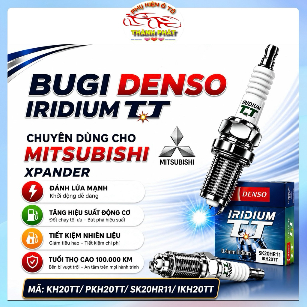 Bộ 4 Bugi Denso Iridium Chính Hãng Cho Mitsubishi Xpander Cross Mã IKH20TT SK20HR11 PKH20TT KH20TT