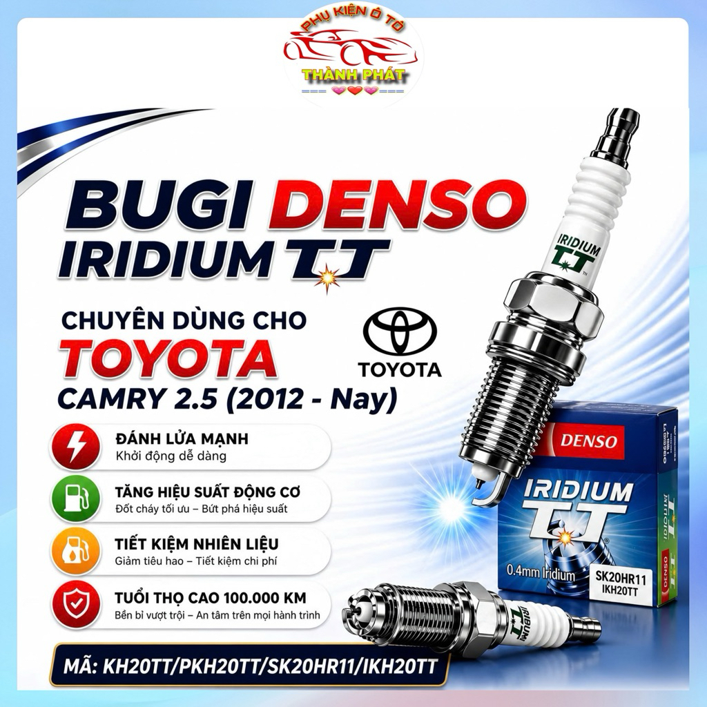 Bộ 4 Bugi Denso Chính Hãng Cho Toyota Camry 2.5 Đời 2012 - Nay Mã IKH20TT SK20HR11 PKH20TT KH20TT