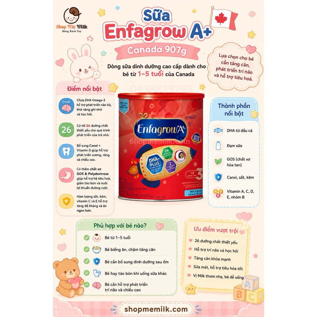 Sữa Enfagrow Canada 907G Nội Địa ( Chính hãng kèm bill)