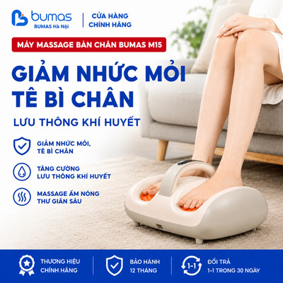 Máy Massage Bàn Chân BUMAS M15 - Massage Rung Tần Số Kết Hợp Bấm Huyệt- Giảm Nhức Mỏi Vùng Chân