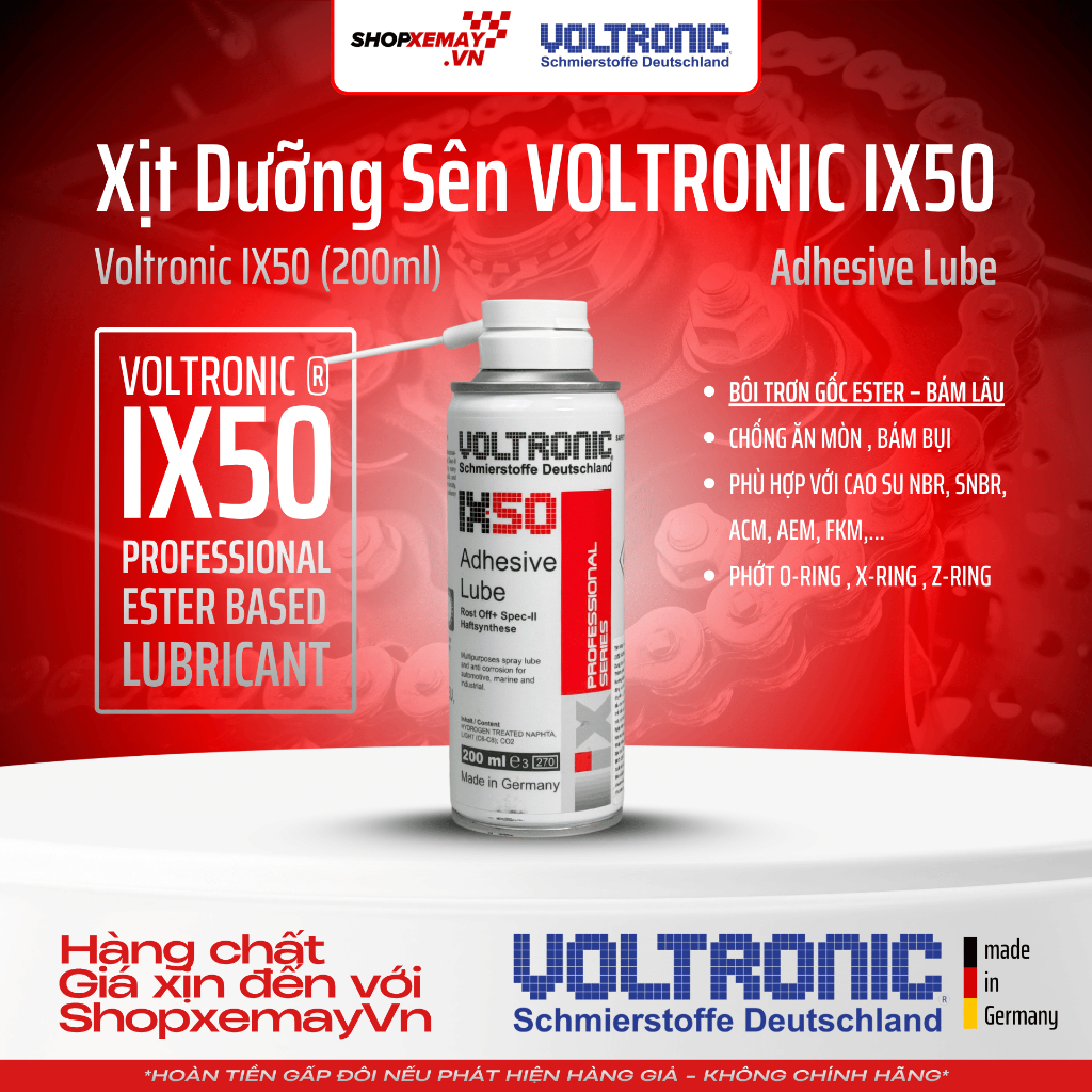 [Made in Germany] Bình Xịt Dưỡng Sên VOLTRONIC Adhesive Lube IX50 | 200ml | SHOPXEMAYVN