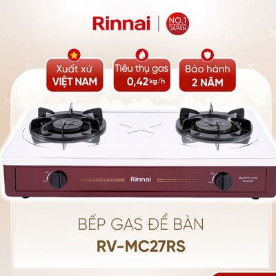 [CHÍNH HÃNG] Bếp gas dương Rinnai RV-MC27RS - Mặt bếp Thép không gỉ và kiềng men