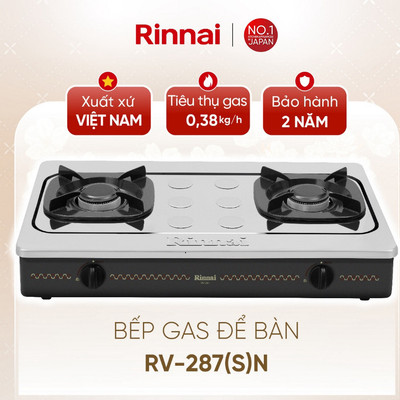 [CHÍNH HÃNG] Bếp gas dương Rinnai RV-287(S)N - Mặt bếp Thép không gỉ và kiềng bếp men