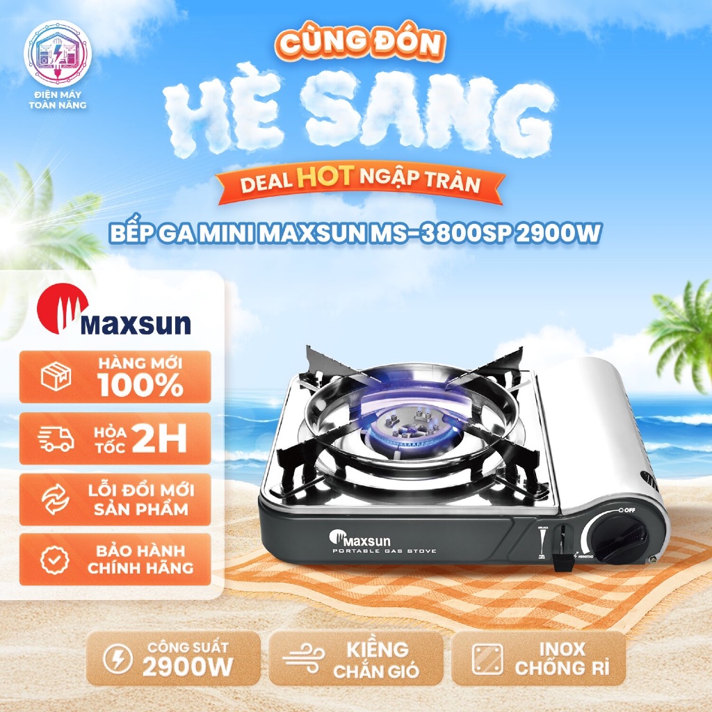 Bếp Ga Mini Maxsun MS-3800SP – Chân Kiềng Inox - Công Suất 2900W - Chính Hãng