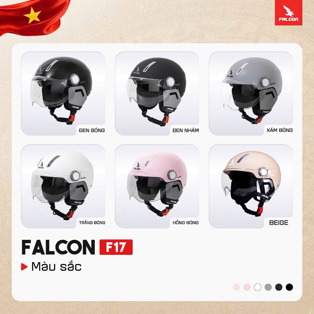 FALCON F17-MŨ BẢO HIỂM XE MÁY CÓ KÍNH