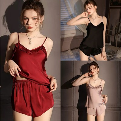 Đồ Bộ Nữ Set Bộ Mặc Nhà Hisexy Lụa Latin Đồ Bộ Trơn Dáng Xuông Liền Thân MS91