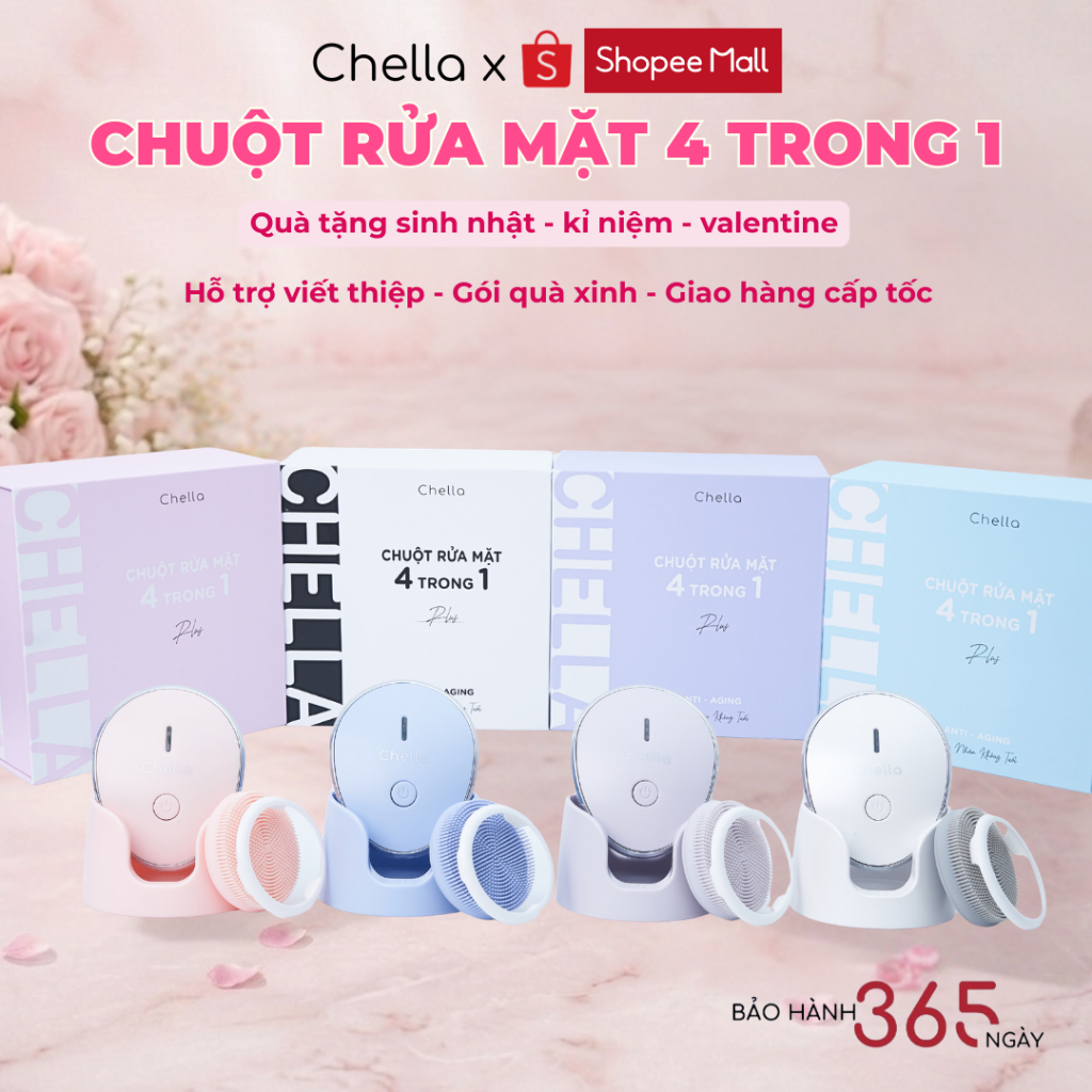 (LIVE) Chuột Rửa Mặt Chella 4 trong 1 Kiêm Máy Tẩy Trang Nâng Cơ Đẩy Tinh Chất Trẻ Hóa - Bảo Hành 12