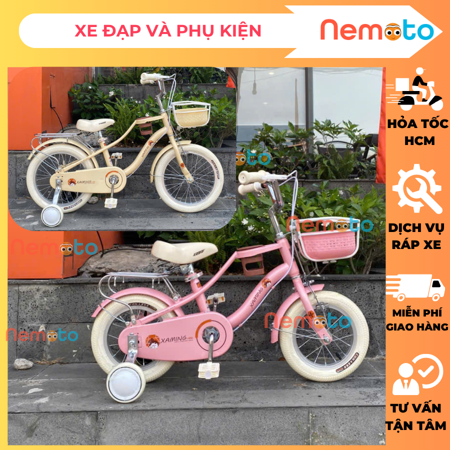 [𝐇ỏ𝐚 𝐓ố𝐜 𝐇𝐂𝐌] Xe Đạp Trẻ Em XAMING C2 Có Chỗ Gắn Bình Nước Tiện Lợi Size 12-20inch Cho Bé Từ 2 - 9 T