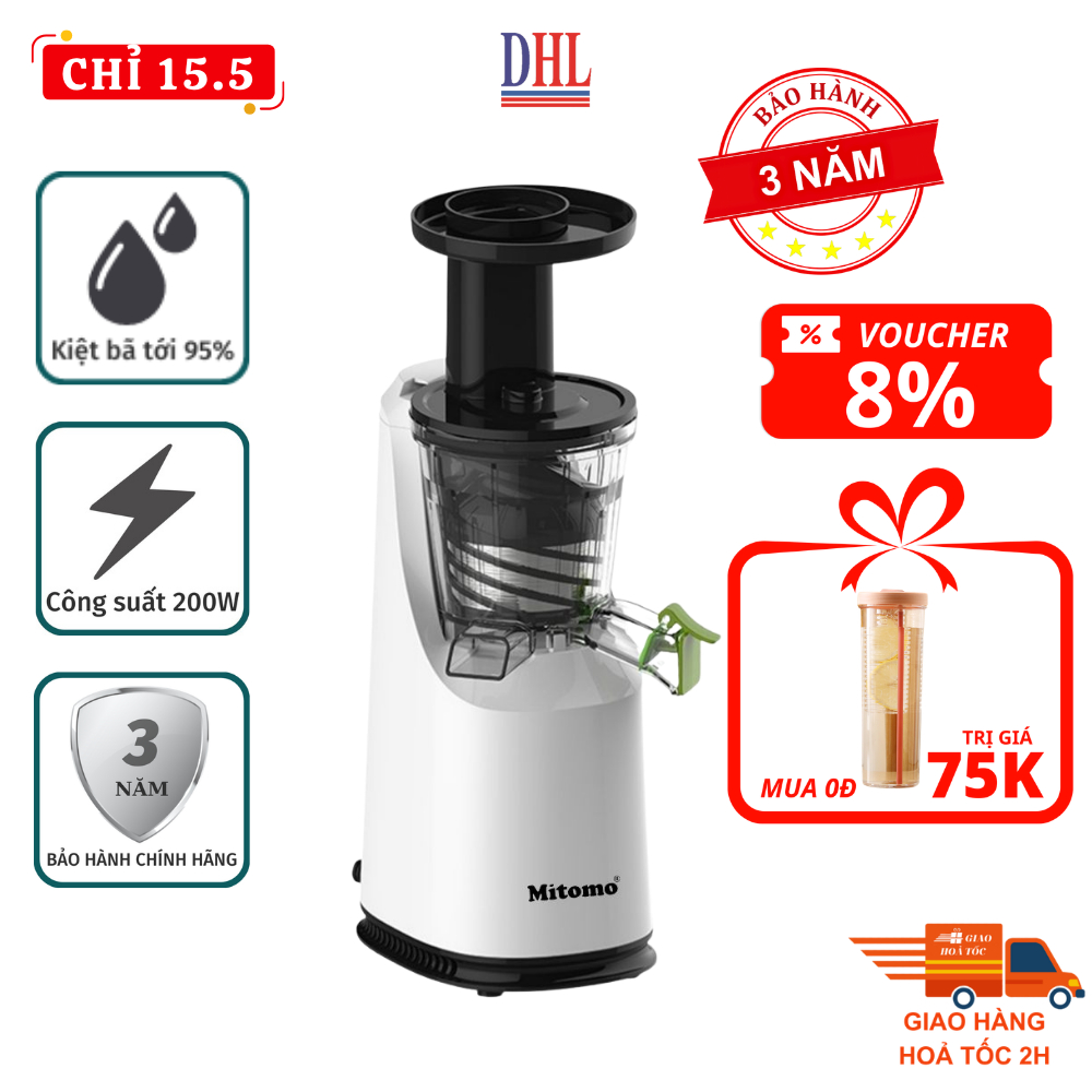 Máy Ép Chậm Mitomo EC-55 - Ép Trái Cây Nguyên Chất, Hoạt Động Êm, Dễ Vệ Sinh Bảo Hành 3 Năm