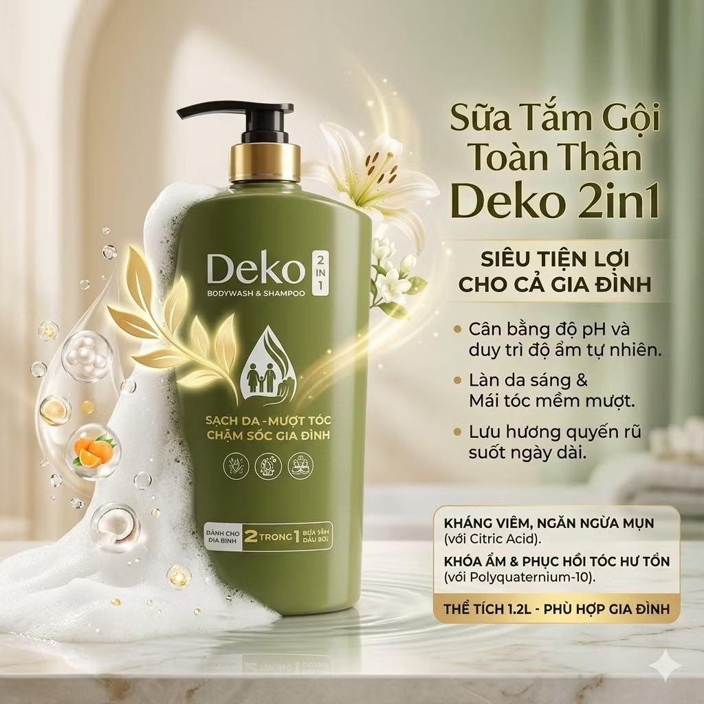 DEKO 2in1 🌱 Sữa tắm gội toàn thân