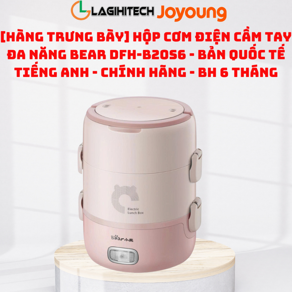[HÀNG TRƯNG BÀY] Hộp cơm điện cầm tay đa năng Bear DFH-B20S6 - Bản Quốc tế Tiếng Anh - Chính Hãng - 