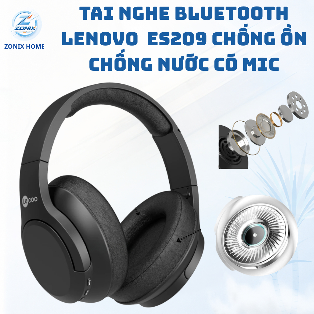Tai nghe Bluetooth Lenovo  ES209 Chống ồn Chống nước Có Mic cho Android iOS và PC