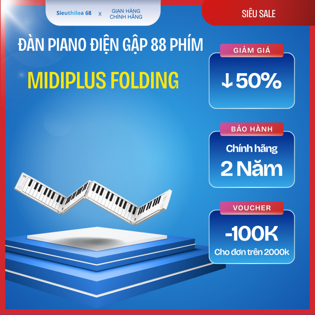 Đàn Piano Gấp Gọn Midiplus Folding 88 Phím - Gập 4 Lần kích thước sau gấp 33x12 cm | MIDI Keyboard |
