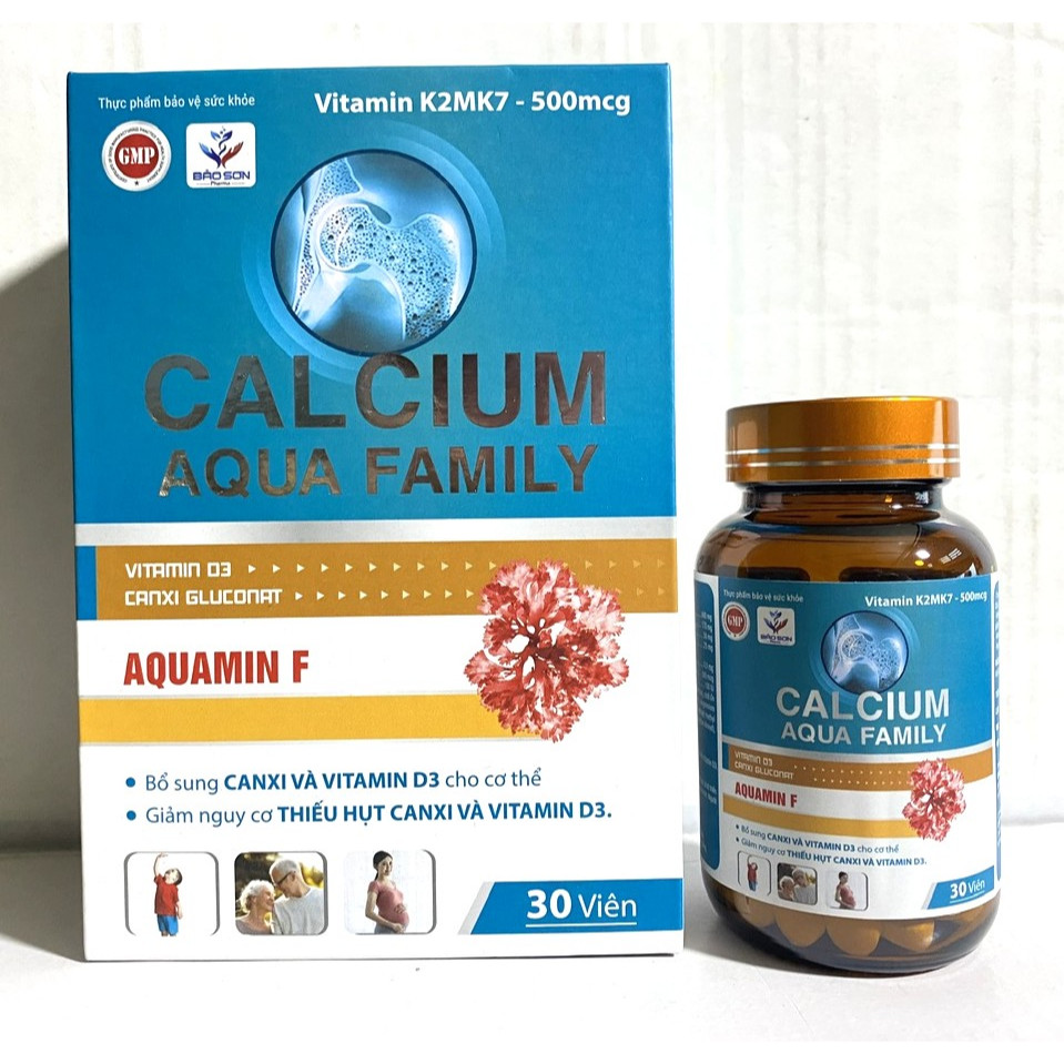 Calcium Aqua Family bổ sung canxi Calcium nano phát triển chiều cao cho xương răng chắc khoẻ chống c
