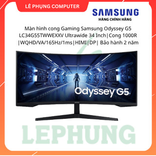 Màn hình cong Gaming Samsung Odyssey G5 LC34G55TWWEXXV Ultrawide 34 Inch (WQHD/VA/165Hz/1ms)| Bảo hành 2 năm