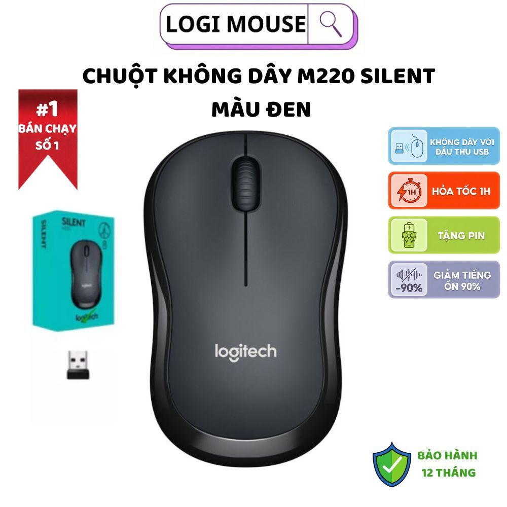 Chuột Không Dây Logitec M220 Silent Aphavin - Giảm Ồn 90%, USB, Tặng Pin, Phù Hợp PC/Laptop BH 1 Năm | BigBuy360 - bigbuy360.vn