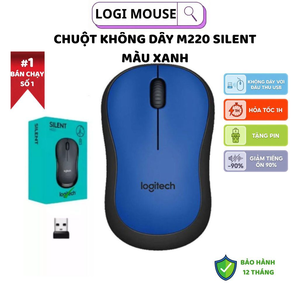 Chuột Không Dây Logitec M220 Silent Aphavin - Giảm Ồn 90%, USB, Tặng Pin, Phù Hợp PC/Laptop BH 1 Năm | BigBuy360 - bigbuy360.vn