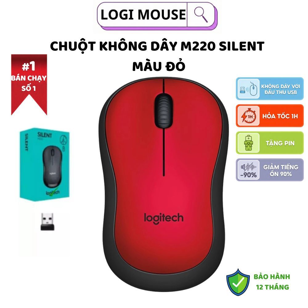 Chuột Không Dây Logitec M220 Silent Aphavin - Giảm Ồn 90%, USB, Tặng Pin, Phù Hợp PC/Laptop BH 1 Năm | BigBuy360 - bigbuy360.vn