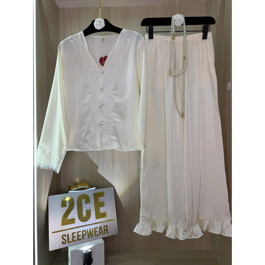 Đồ Bộ 2CE Lụa Cổ Phối Ren Cao Cấp