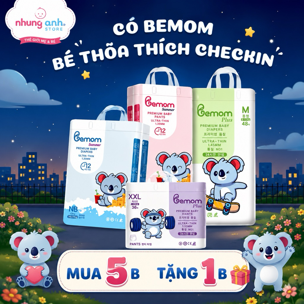 (Link 5b tặng 1b) Bỉm Bemom summer, Bemom Plus hàn quốc mỏng mền thấm hút tốt cho bé, bemom bản cải 
