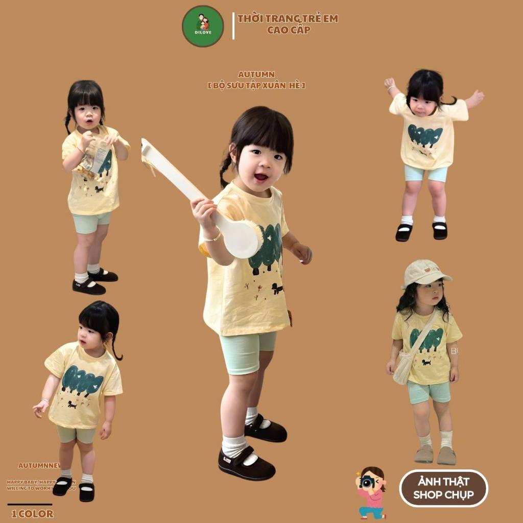 Bộ Đồ Bé Gái DILOVE Phong Cách Hàn Quốc Chất Liệu Cotton Co Giãn Thoáng Mát Quần Áo Cho Bé - Mã N4 -