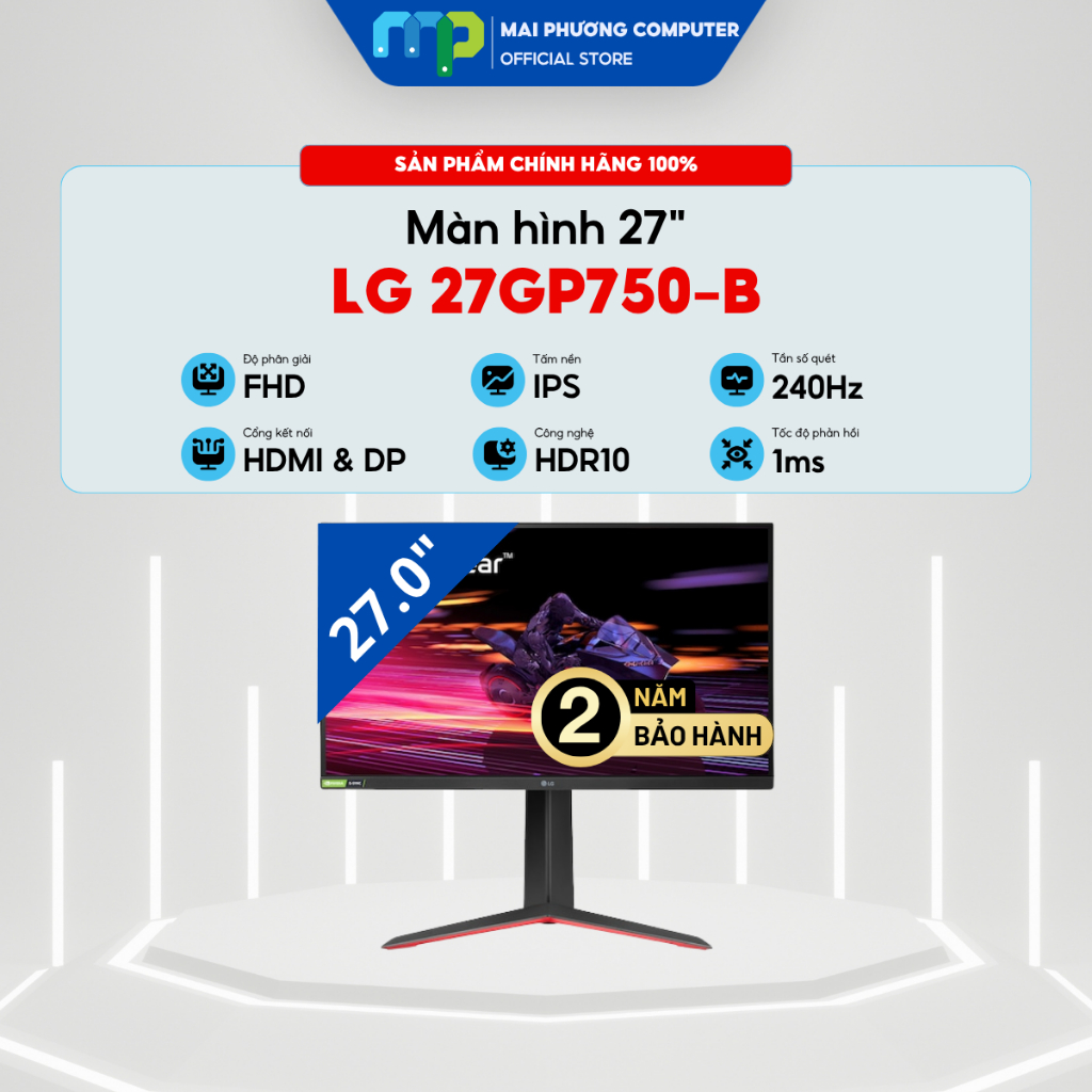 Màn hình LG 27GP750-B - 27inch - IPS - 240HZ - 1ms - DisplayHDR 10 - Bảo hành 24 tháng