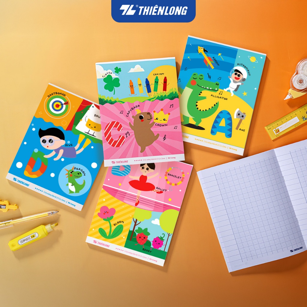 Combo 5/10 Tập học sinh 96 trang 5 ô ly vuông 100 gsm Điểm 10 TP-NB075 (hình ngẫu nhiên)