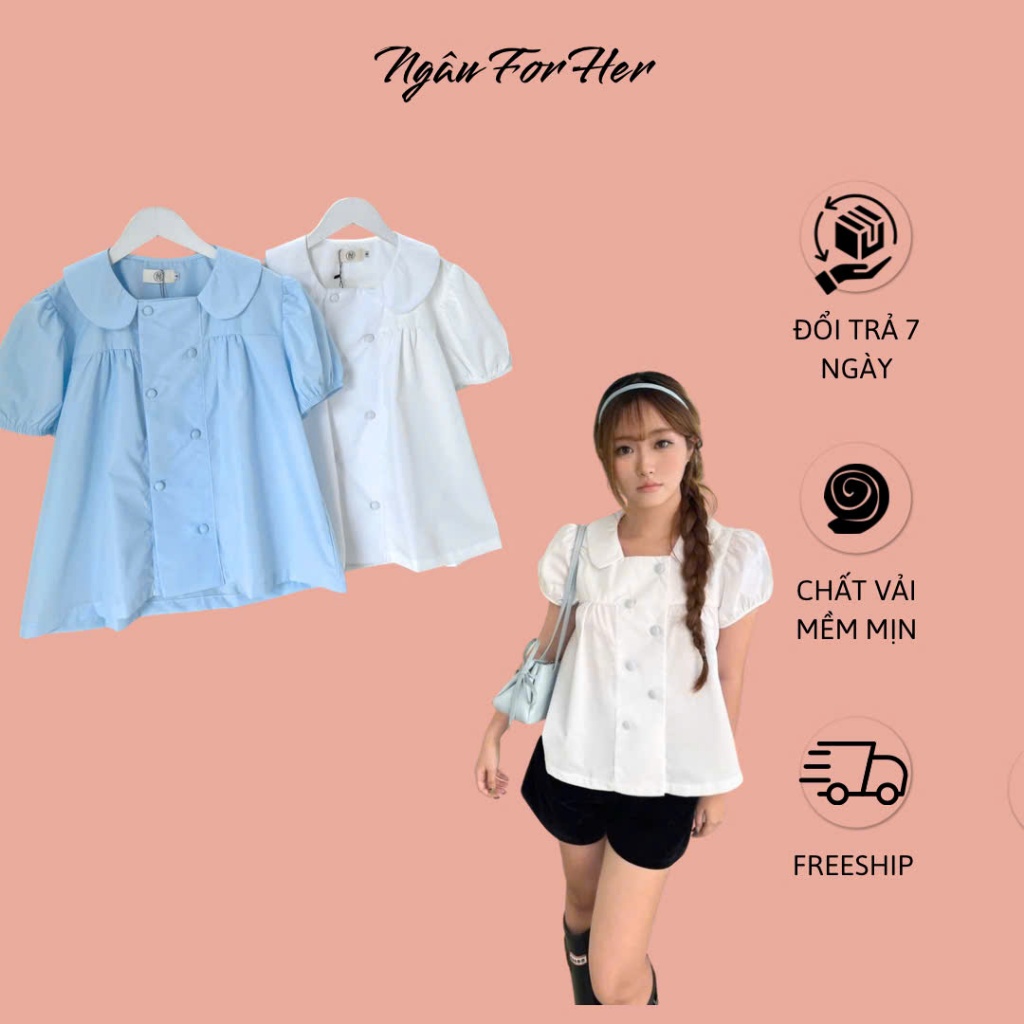 RUMI TOP- ÁO BABYDOLL TAY PHỒNG CỔ SEN – NỮ TÍNH, NGỌT NGÀO STYLE HÀN Ngâu for her