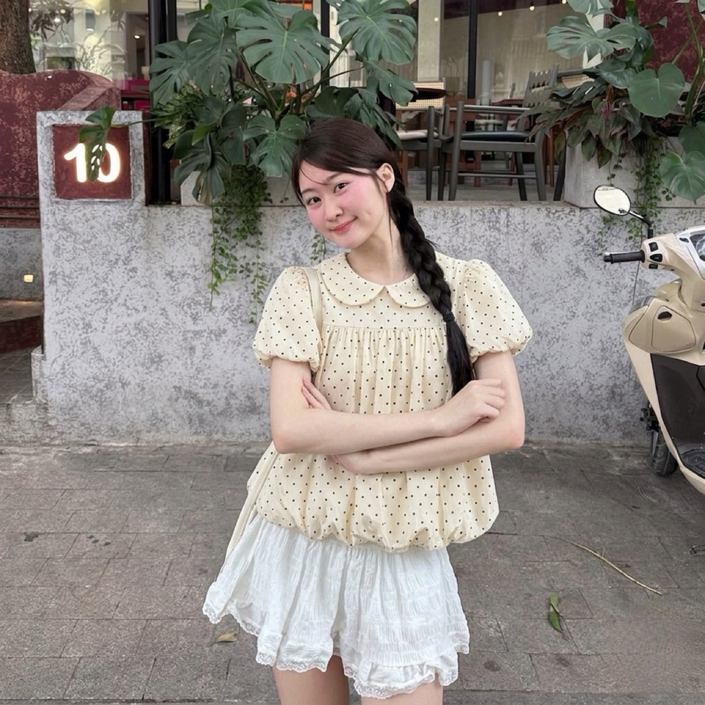 [MỞ BÁN] Áo Babydoll cổ sen tay bồng tiểu thư 2 lớp vải gió sần mịn mát mùa hè cho nữ m6613 | BigBuy360 - bigbuy360.vn