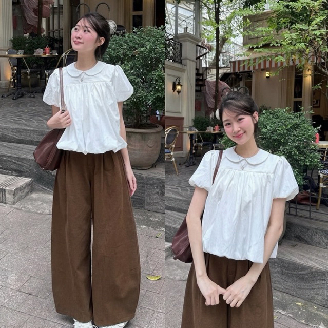 [MỞ BÁN] Áo Babydoll cổ sen tay bồng tiểu thư 2 lớp vải gió sần mịn mát mùa hè cho nữ m6613 | BigBuy360 - bigbuy360.vn
