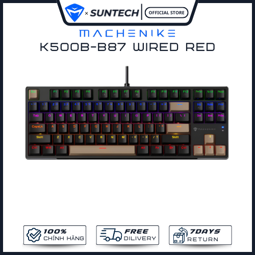 Bàn Phím Cơ Machenike K500B-B87 Wired - Layout TKL 87 Phím, Red Switch Êm Ái, LED Backlit Rực Rỡ, Gi