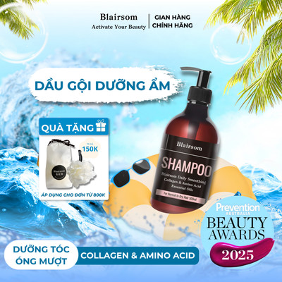Dầu gội Dưỡng ẩm Suôn mượt Collagen không silicone ngăn rụng 500ml Blairsom Úc (tóc khô, tóc thường)