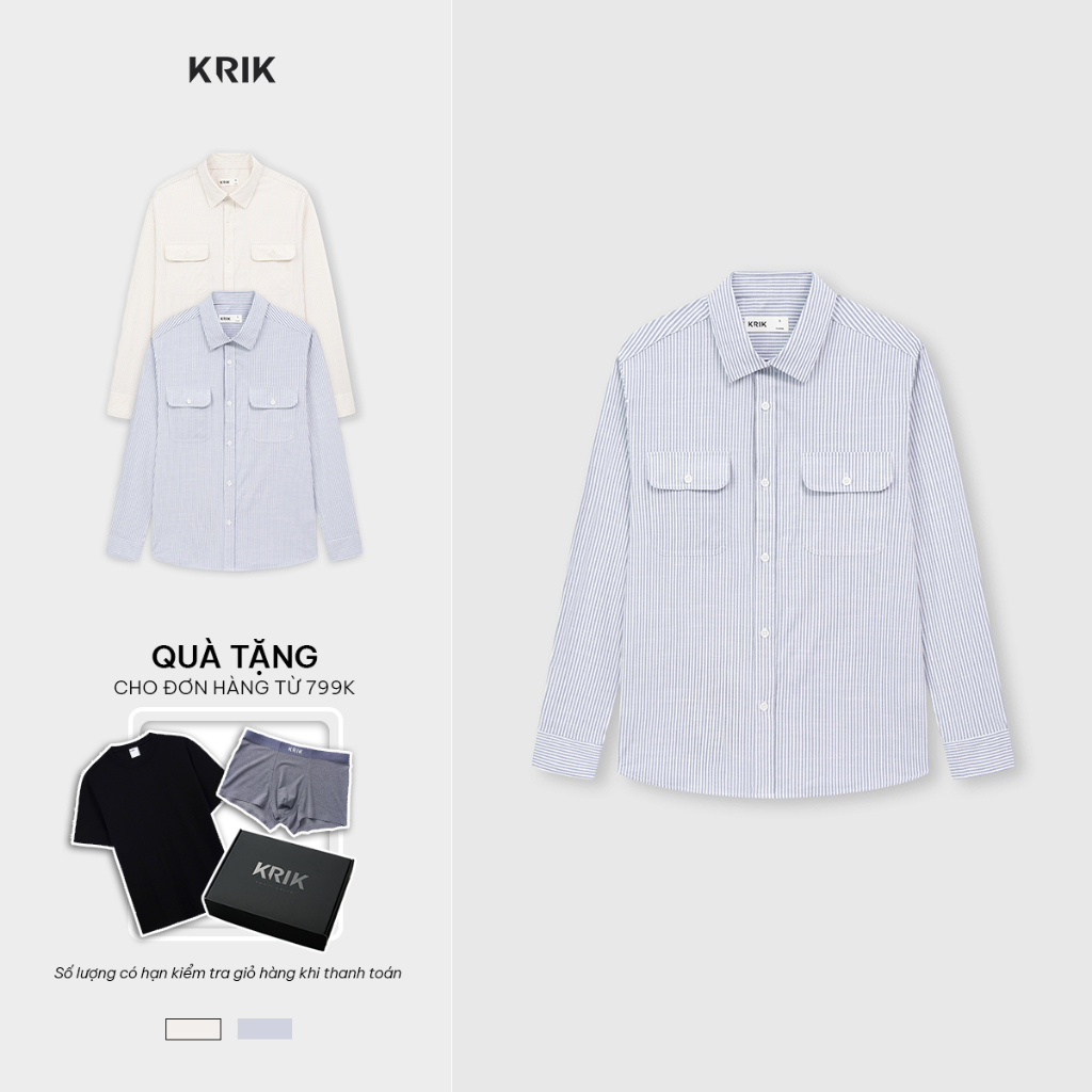 Áo Sơ Mi Nam KRIK Form Classic Thiết Kế Hai Túi Ngực Thanh Lịch Dễ Mặc SD3338