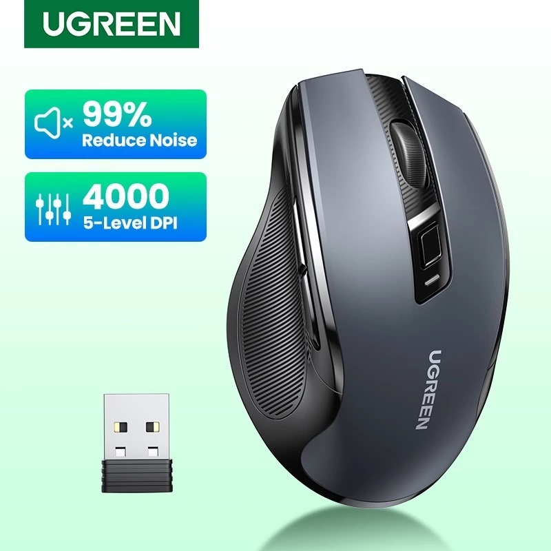 Chuột không dây chính hãng Ugreen 15063 ( MU006 ) Ergonomic Ultra Silent Click , Chuột công thái học