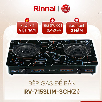 [CHÍNH HÃNG] Bếp gas dương Rinnai RV-715Slim-SCH(Zi) - Mặt bếp kính SCHOTT và kiềng bếp men