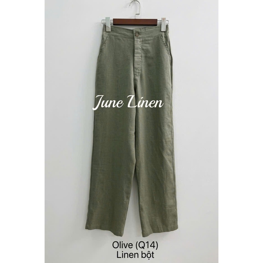 JUNE LINEN Q14 - Quần dài LINEN nữ ống đứng. Đáy cao. Lưng sau thun. Nhiều màu. Có Bigsize.