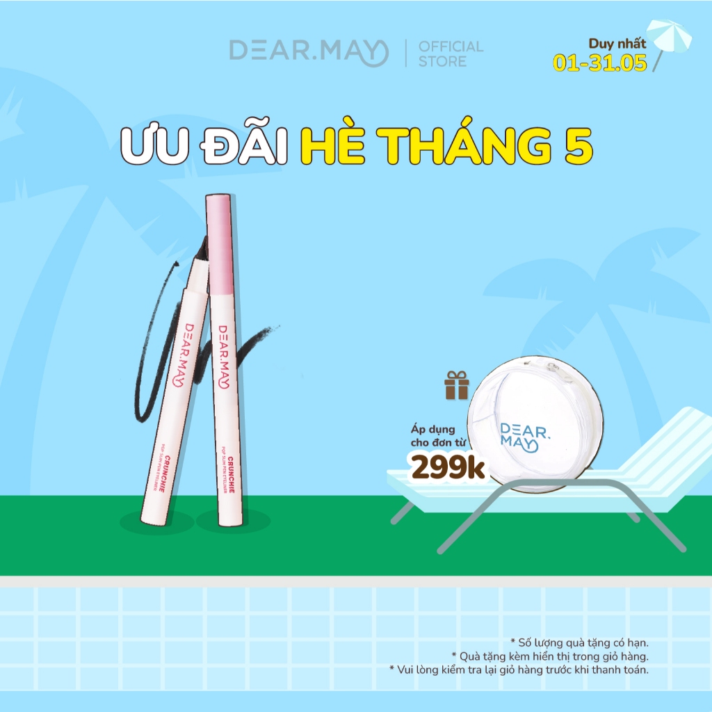 Bút kẻ mắt nước thuần chay siêu mảnh chống nước, không lem DEARMAY Crunchie Pop Slim Pen