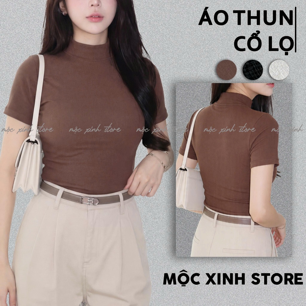 Combo Áo len nữ tay hến Mely Fashion dáng rộng ngắn tay cổ lọ 3 phân mềm mịn