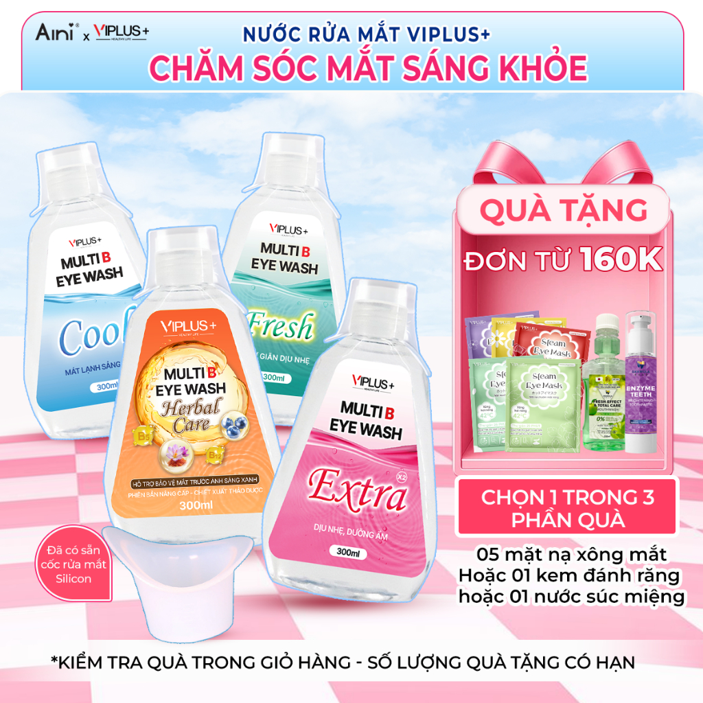 Nước Rửa Mắt VIPLUS+ Multi B Eye Wash Bổ Sung Độ Ẩm, Vitamin Cho Mắt