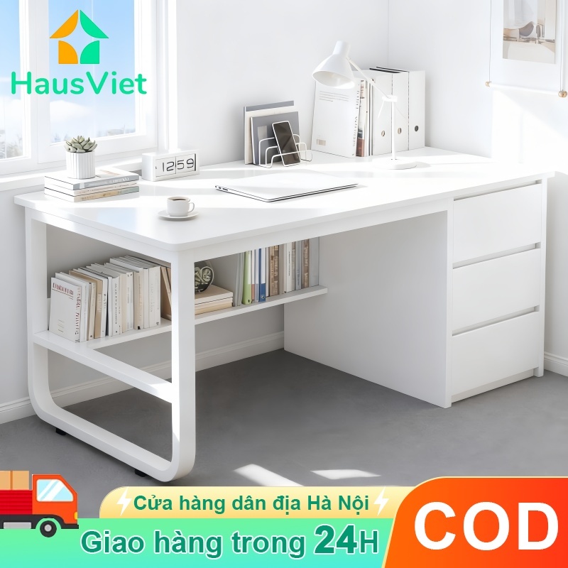 【Giao Nhanh Hà Nội】Ban May Tinh Go MDF Phu Melamine Cao Cap Co Hoc Tu Va Ke Sach Nhieu Ngan De Do Ti