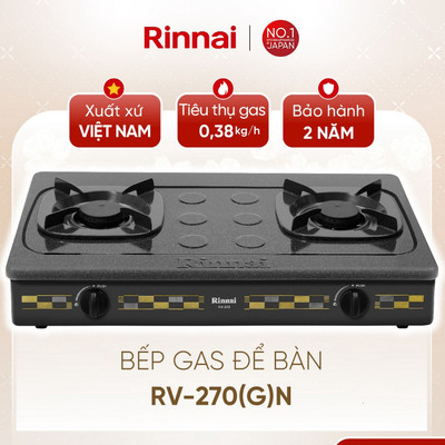 [CHÍNH HÃNG] Bếp gas dương Rinnai RV-270(G)N - Mặt bếp Thép phủ men và kiềng bếp men