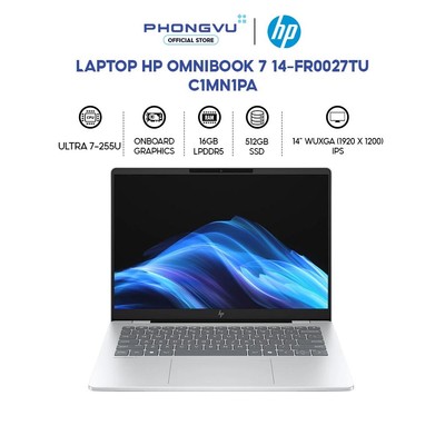 Laptop HP OmniBook 7 14-fr0027TU - C1MN1PA - Ultra 7-255U - RAM 16GB - 512GB SSD - Bảo hành 12 tháng