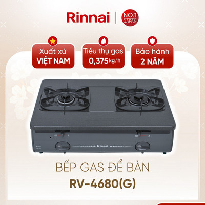 [CHÍNH HÃNG] Bếp gas dương Rinnai RV-4680(G) - Mặt bếp Thép phủ men và kiềng bếp men