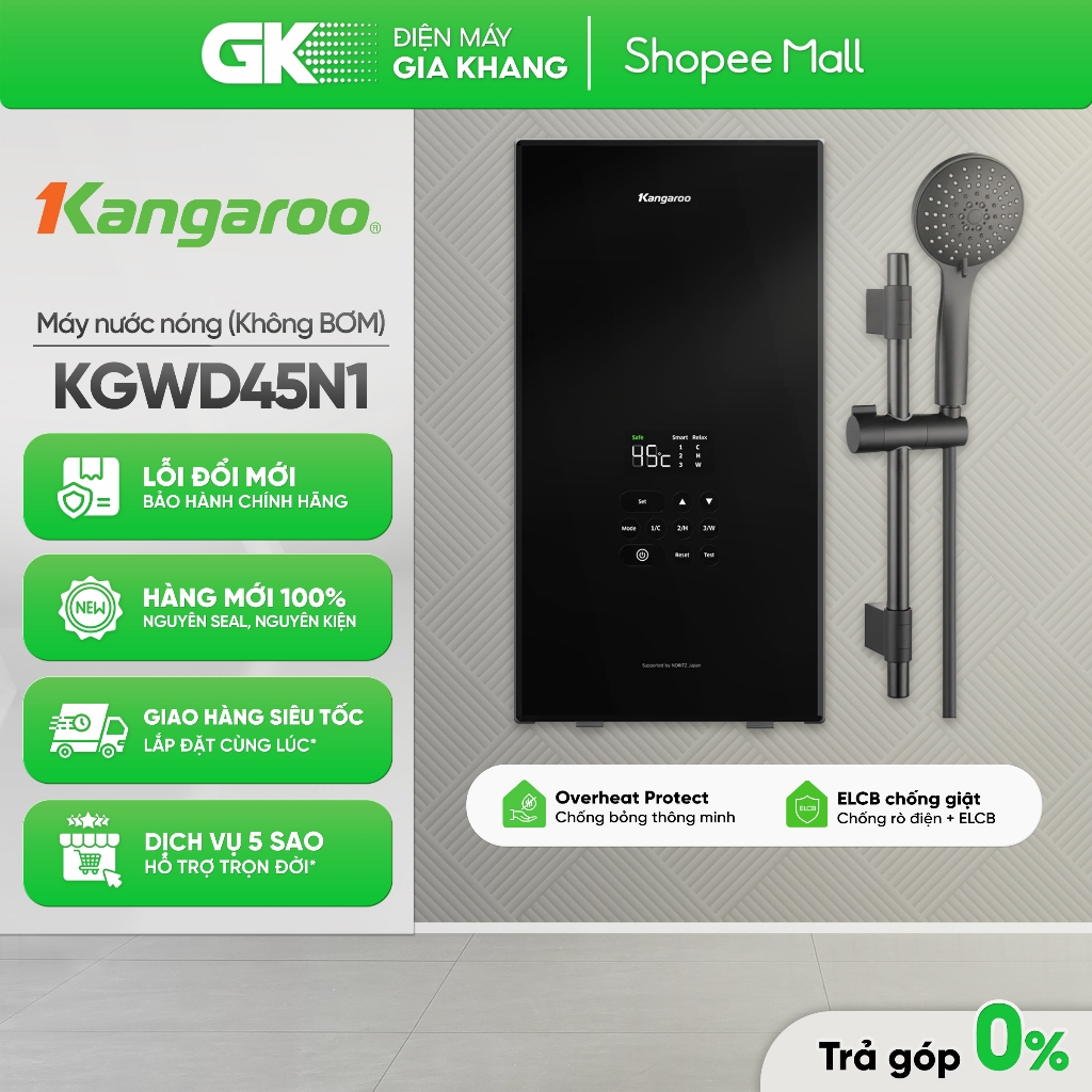 KGWD45N1 | KGWD45N2 | KGWD45P1| KGWD45P2 - Máy Nước Nóng Trực Tiếp Kangaroo [Freeship HCM] {GIẢM 10%