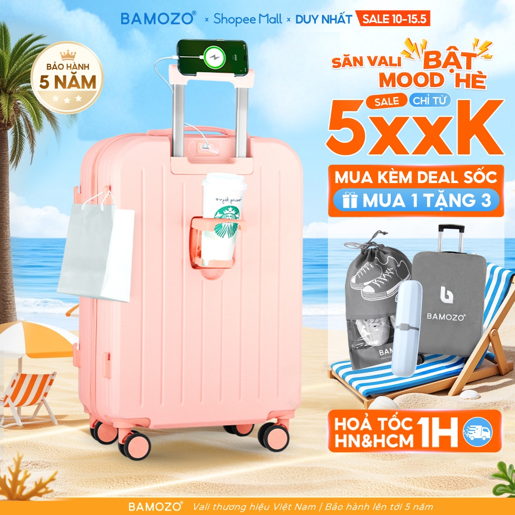 Vali Du Lịch B Bamozo 8812 Thời Trang Size 20/24inch, ABS Cao Cấp Bảo Hành 5 Năm - Lỗi 1 Đổi 1 Trong